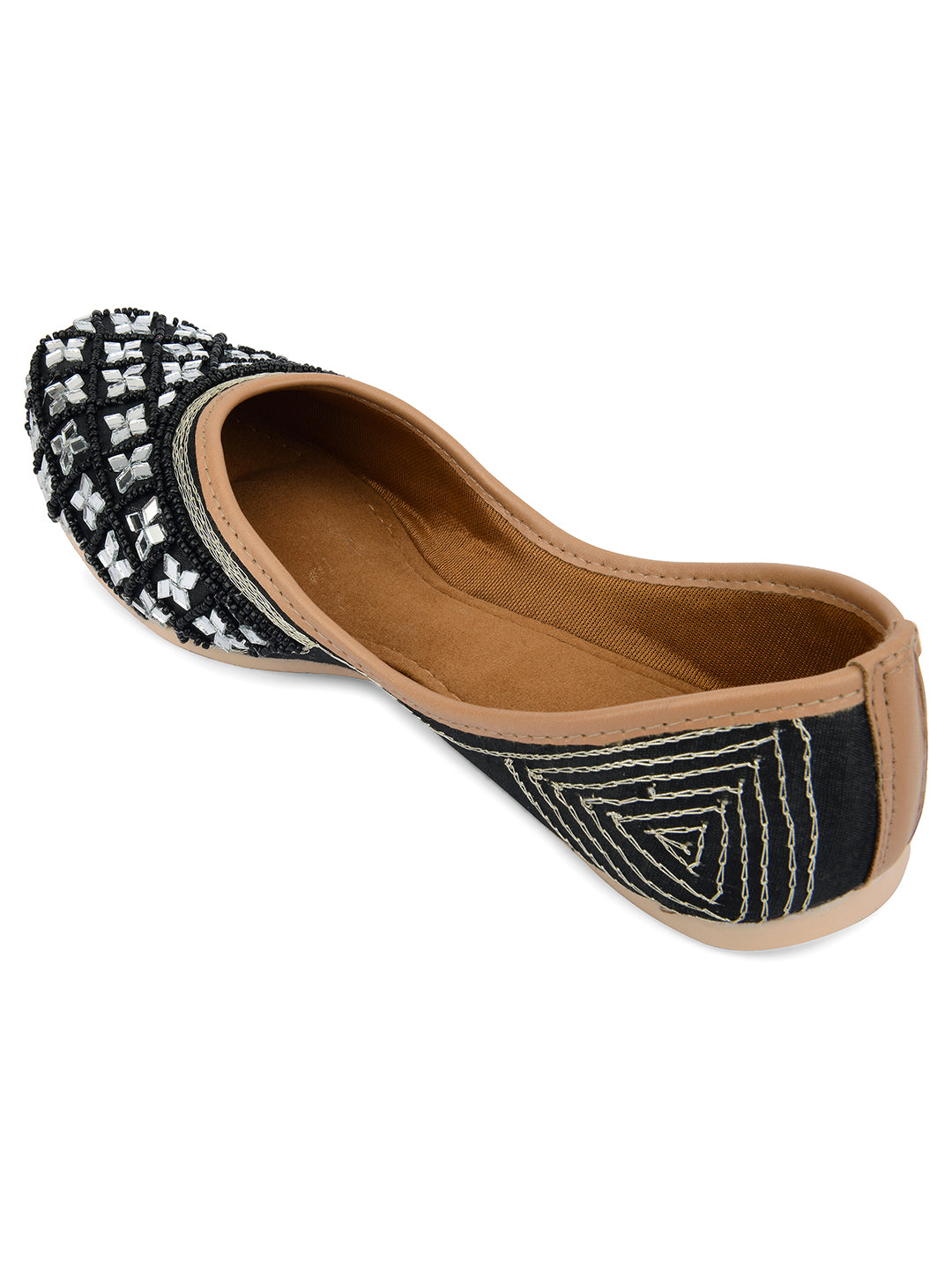 Desi Colour Women Indian Ethnic Footwear-Mirror Art- Black