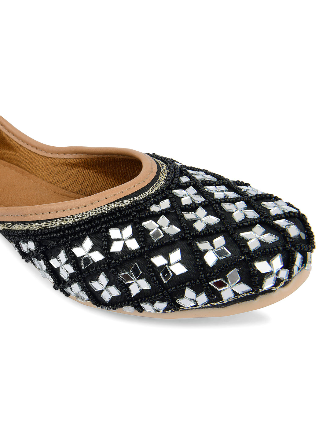 Desi Colour Women Indian Ethnic Footwear-Mirror Art- Black