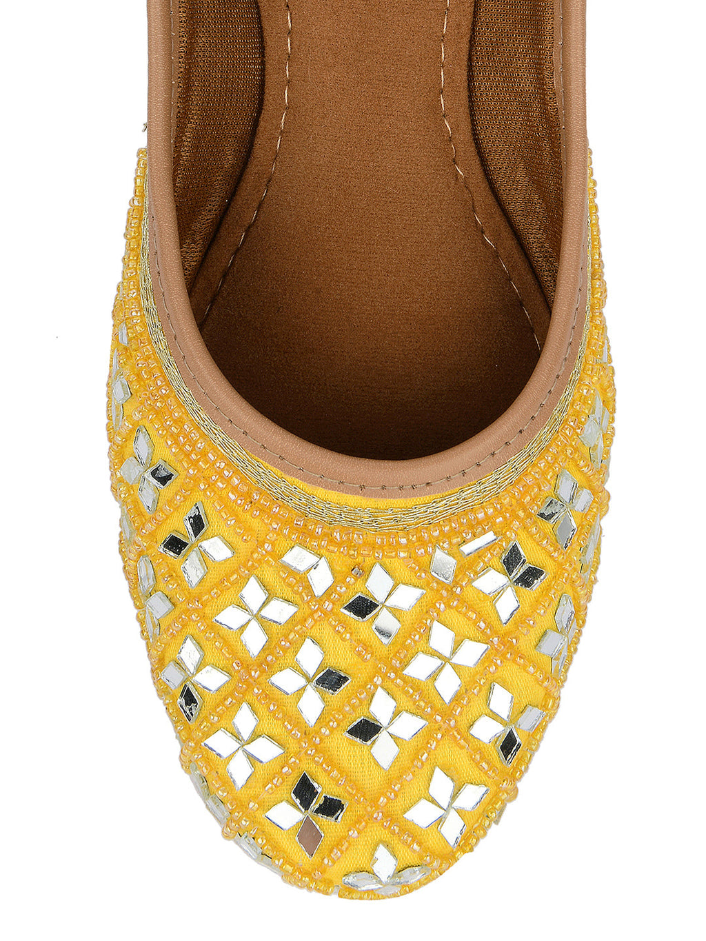Desi Colour Women Indian Ethnic Footwear-Mirror Art- Yellow