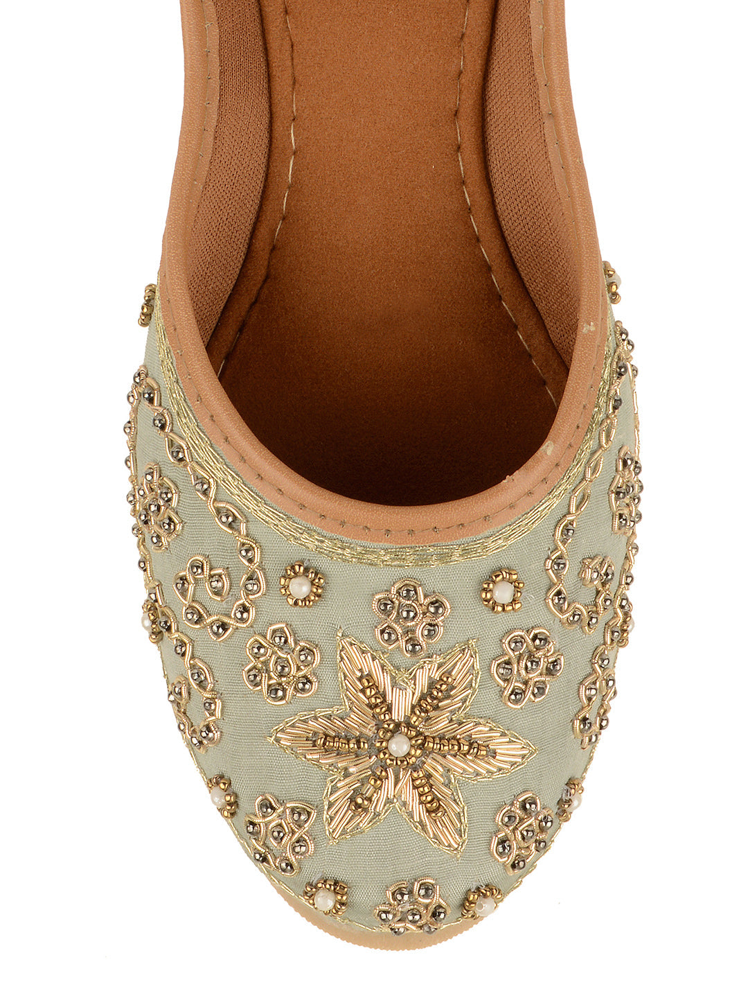 Desi Colour Women Indian Ethnic Footwear-Grey Dabka