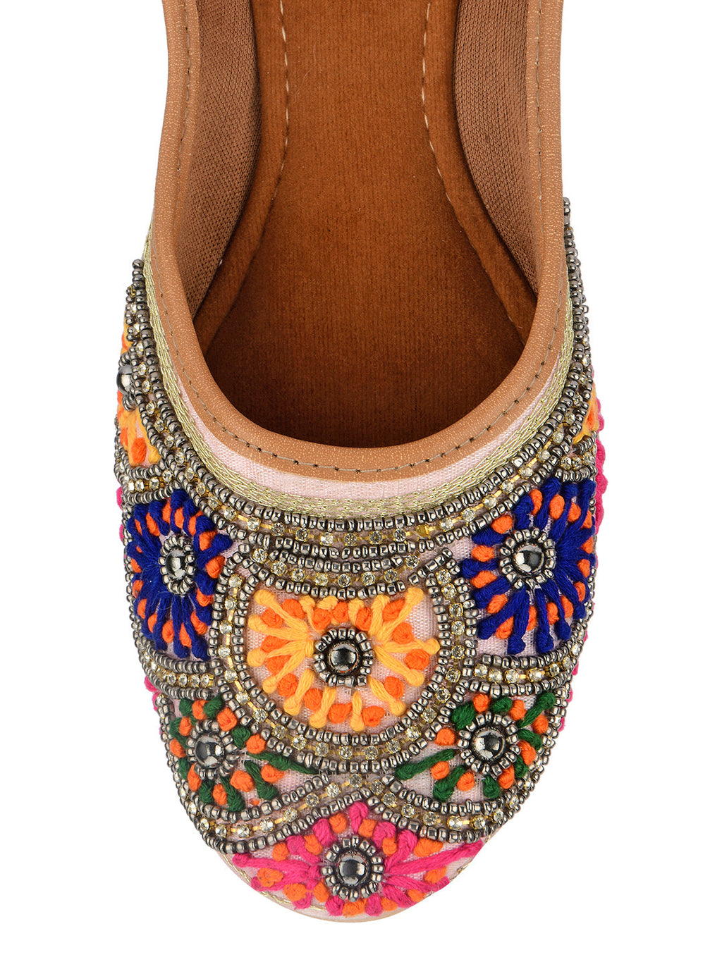 Desi Colour Women Indian Ethnic Footwear-Pink Multi Colour