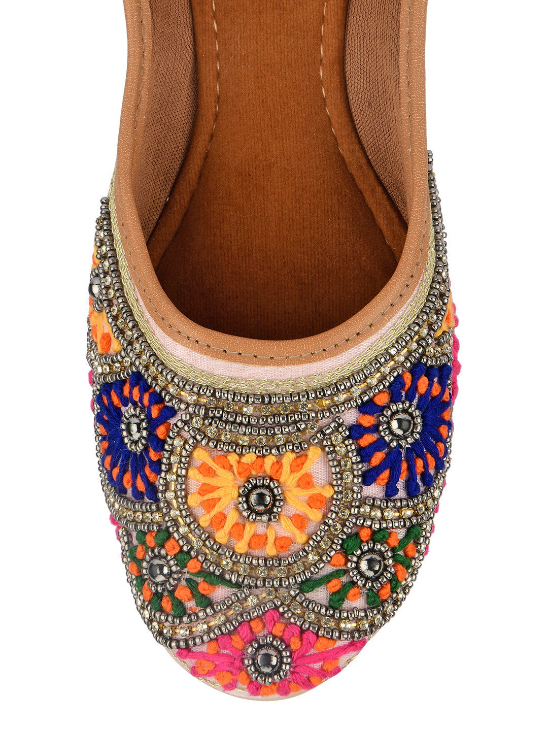Desi Colour Women Indian Ethnic Footwear-Pink Multi Colour
