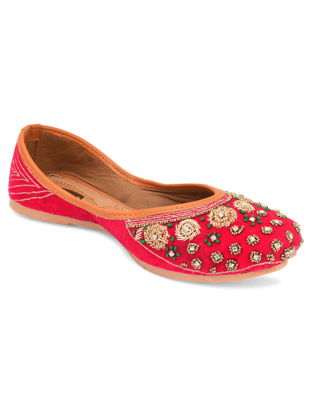 Desi Colour Women Indian Ethnic Footwear-Velvet Pink