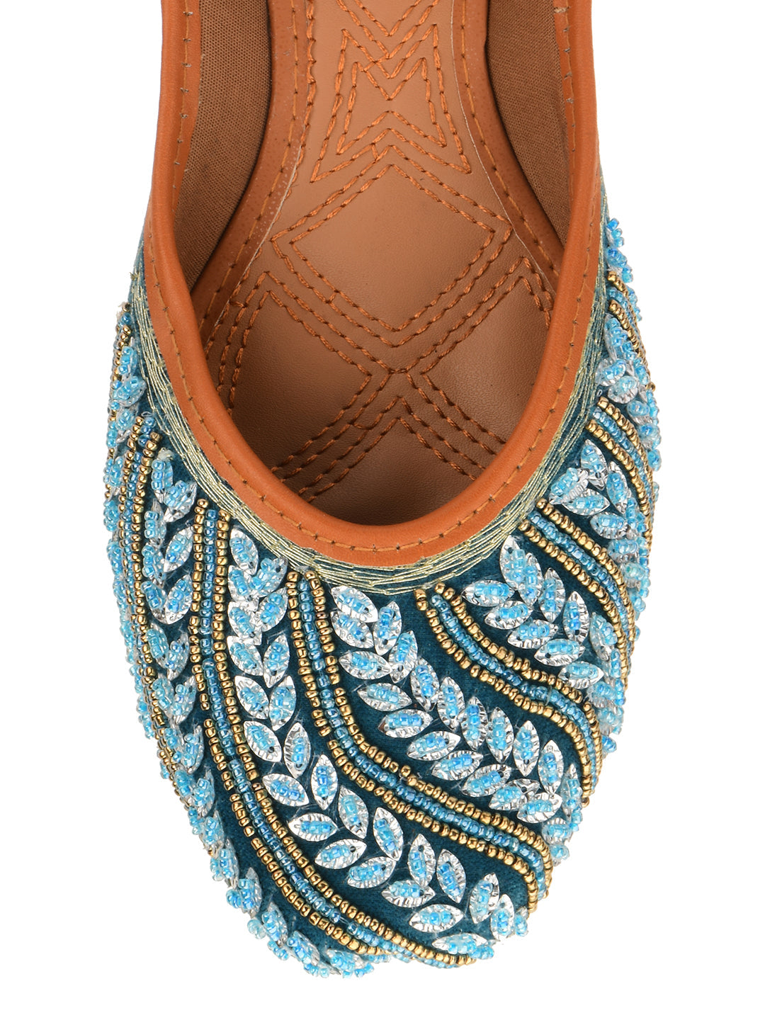 Desi Colour Women Indian Ethnic Footwear-Velvet Teal