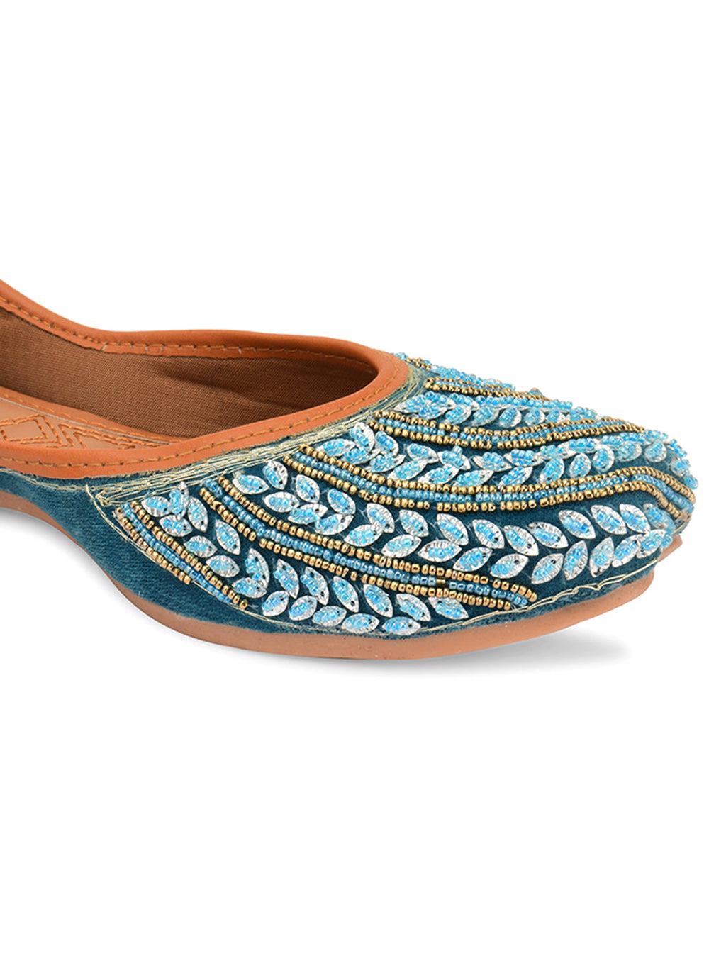 Desi Colour Women Indian Ethnic Footwear-Velvet Teal