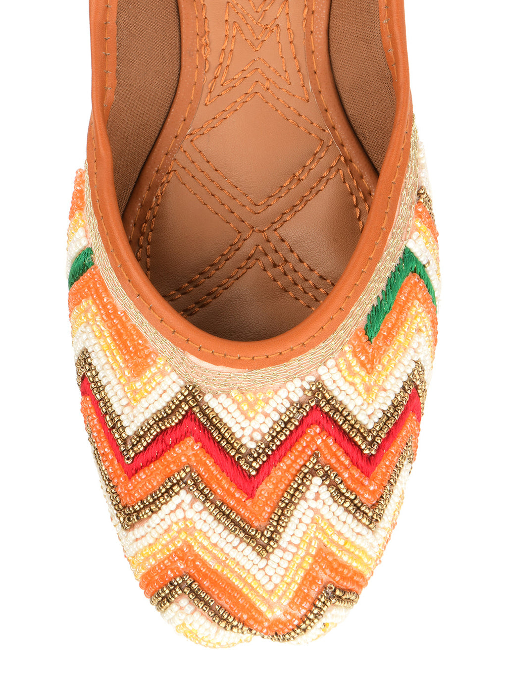 Desi Colour Women Indian Ethnic Footwear-Multi Pearl Chevron