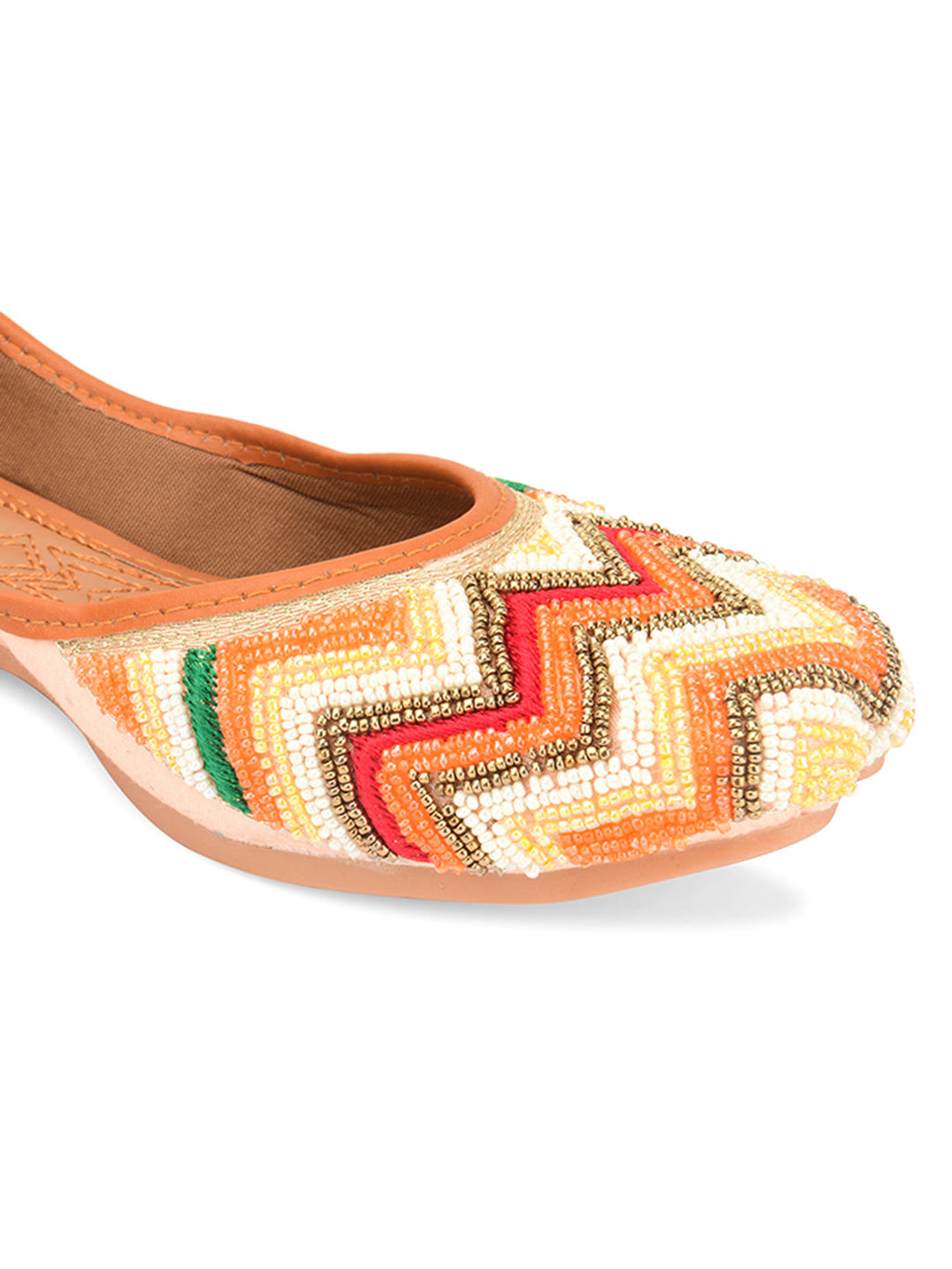 Desi Colour Women Indian Ethnic Footwear-Multi Pearl Chevron