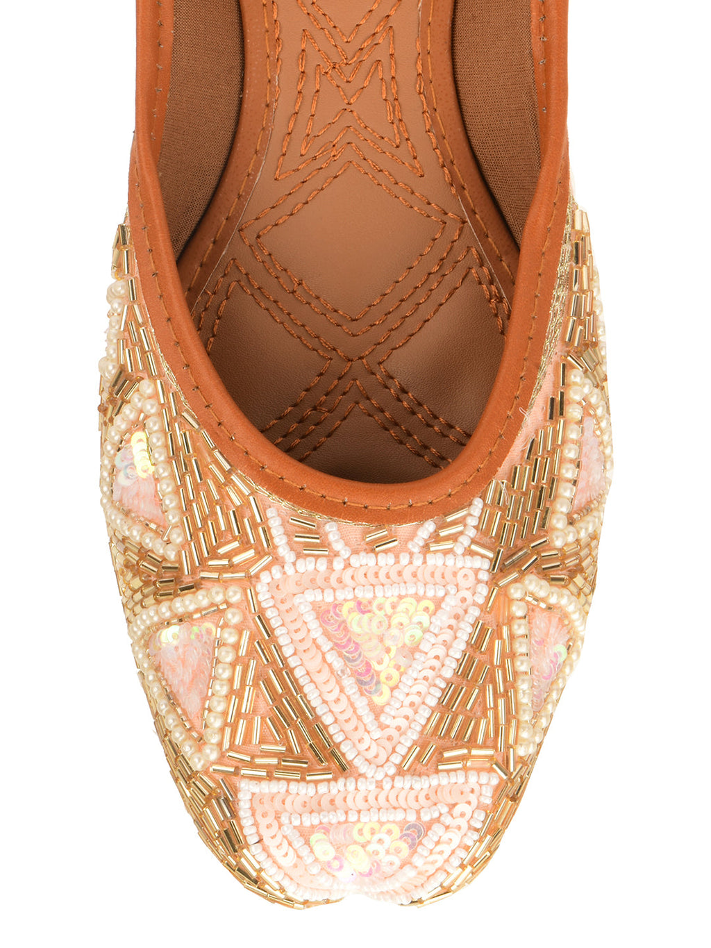 Desi Colour Women Indian Ethnic Footwear-Peach Pearl