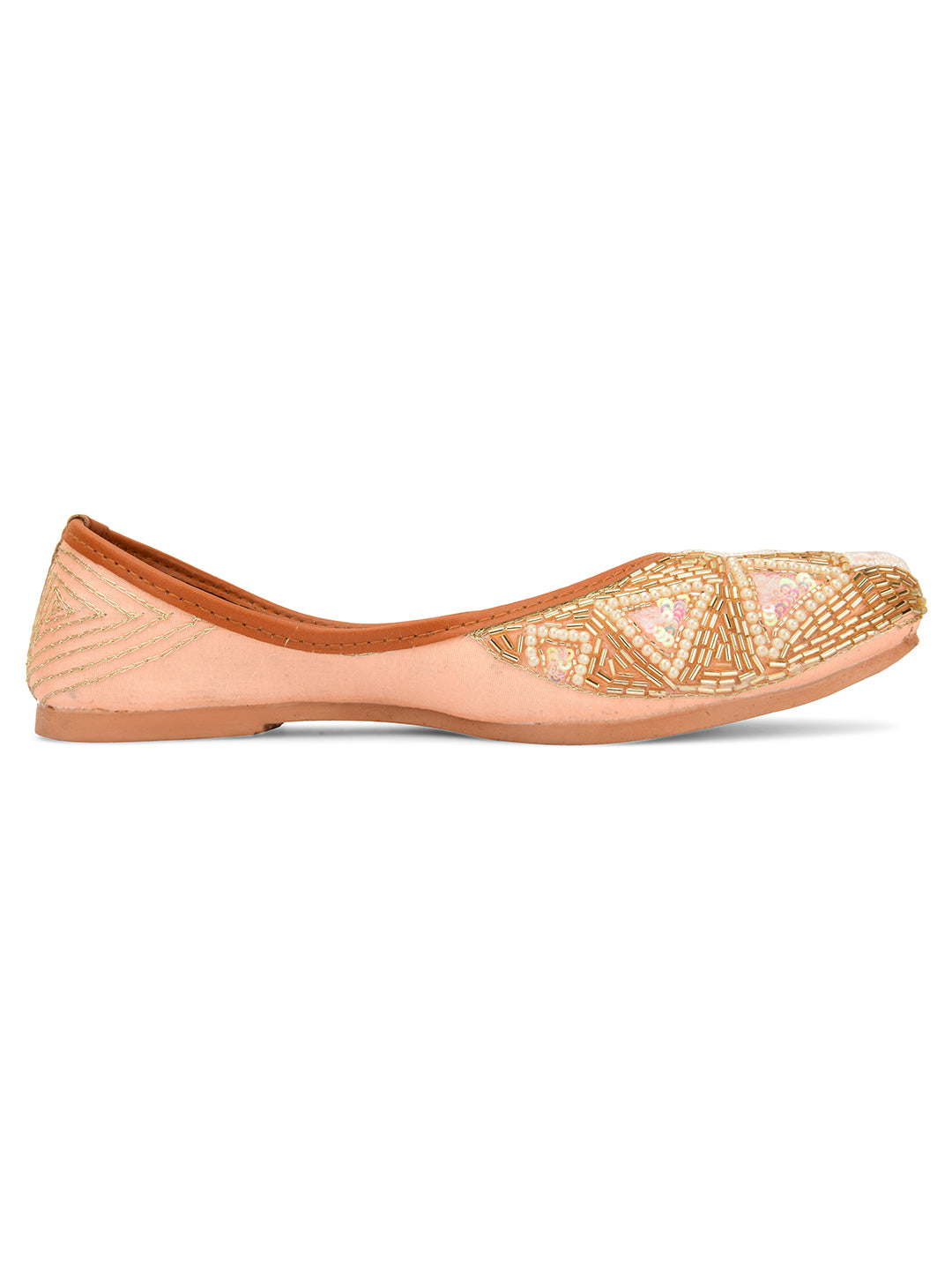 Desi Colour Women Indian Ethnic Footwear-Peach Pearl