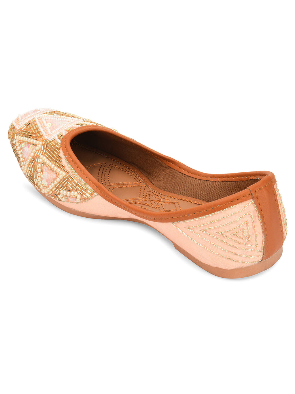 Desi Colour Women Indian Ethnic Footwear-Peach Pearl