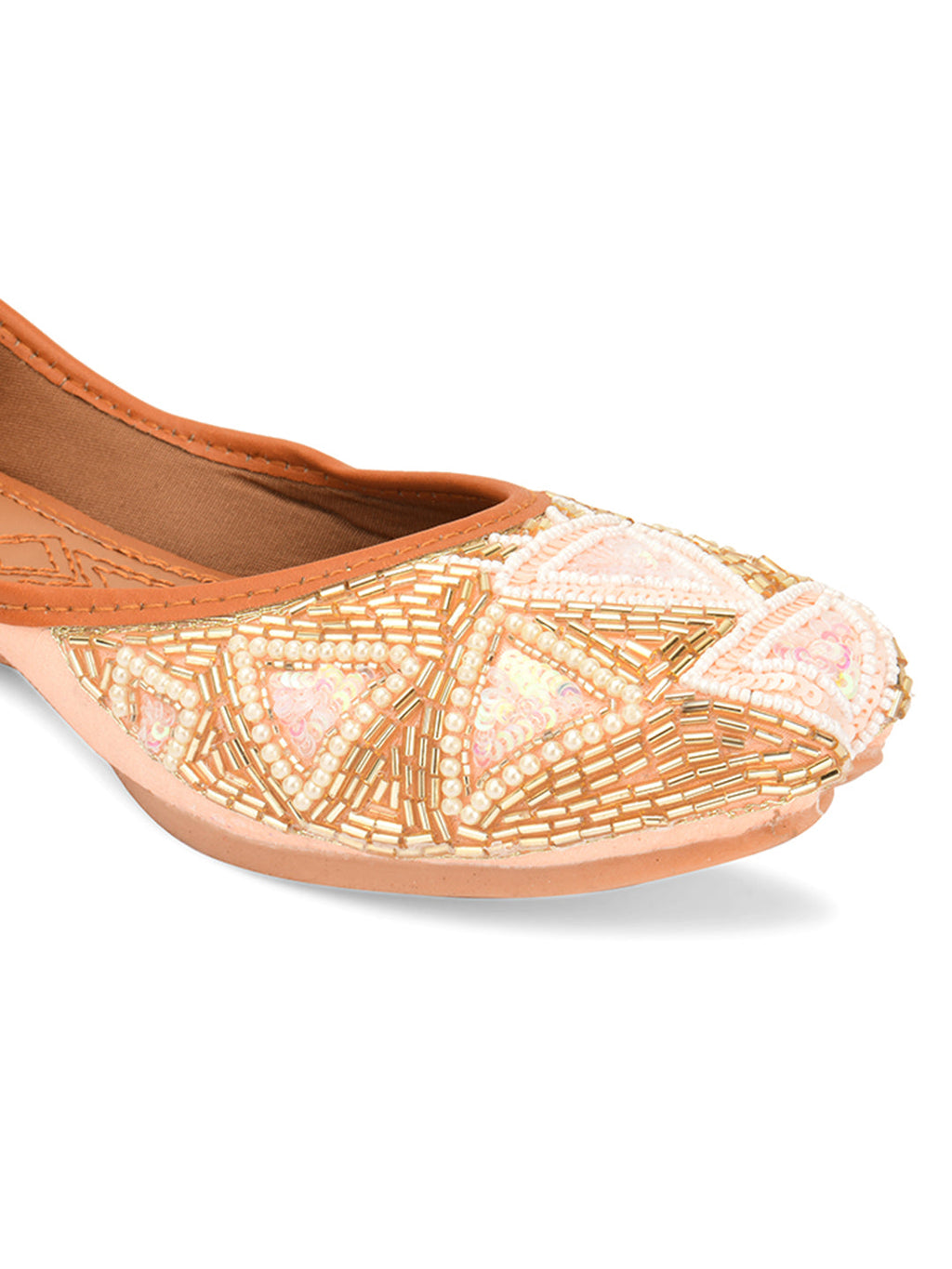Desi Colour Women Indian Ethnic Footwear-Peach Pearl