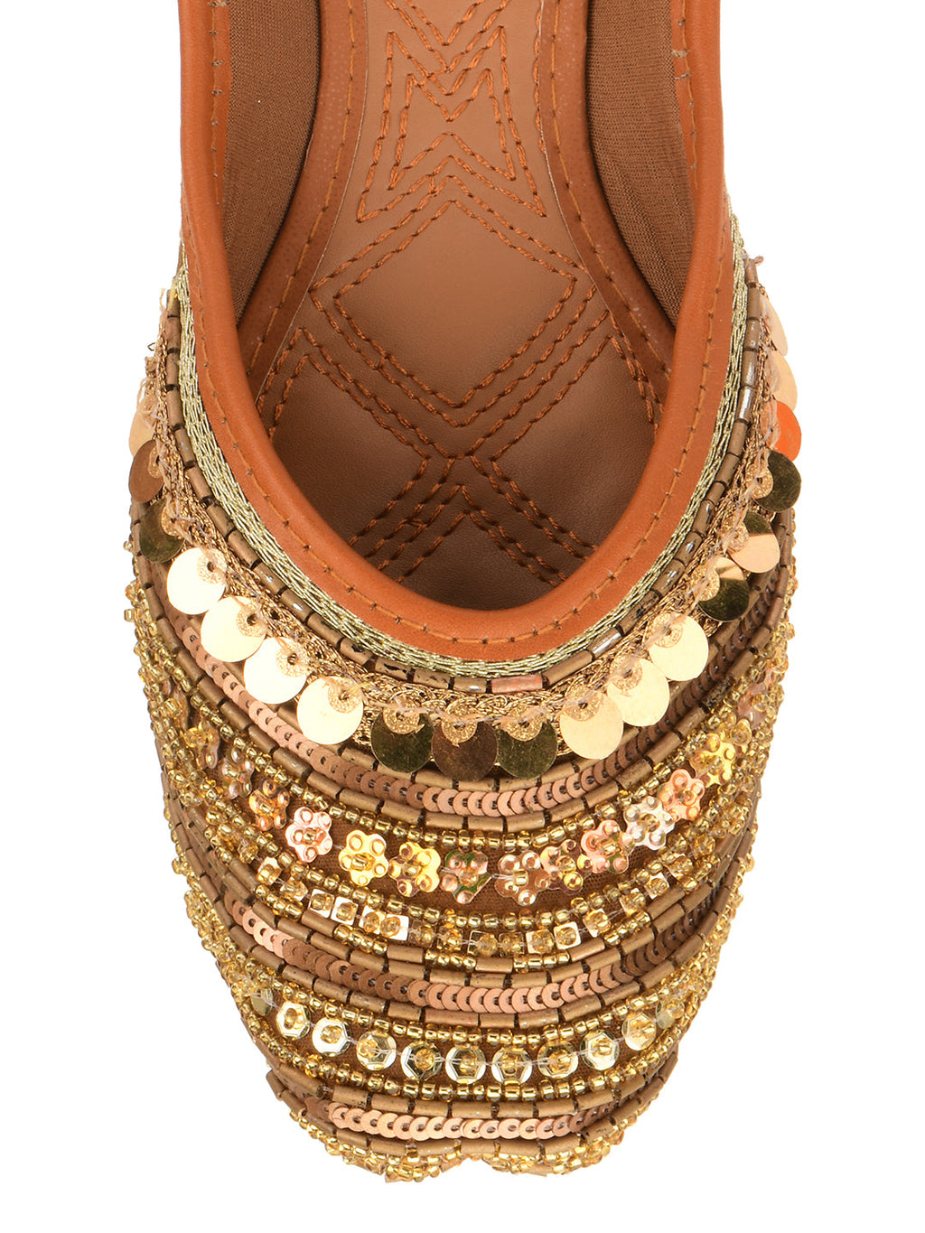 Desi Colour Women Indian Ethnic Footwear-Copper Dabka