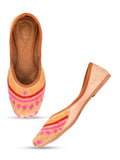 Desi Colour Women Indian Ethnic Footwear-Peach Pink Pearl Work