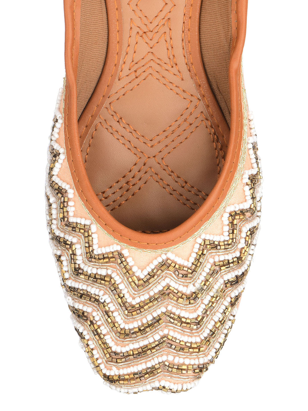 Desi Colour Women Indian Ethnic Footwear-Part Wear Peach Pearl Work