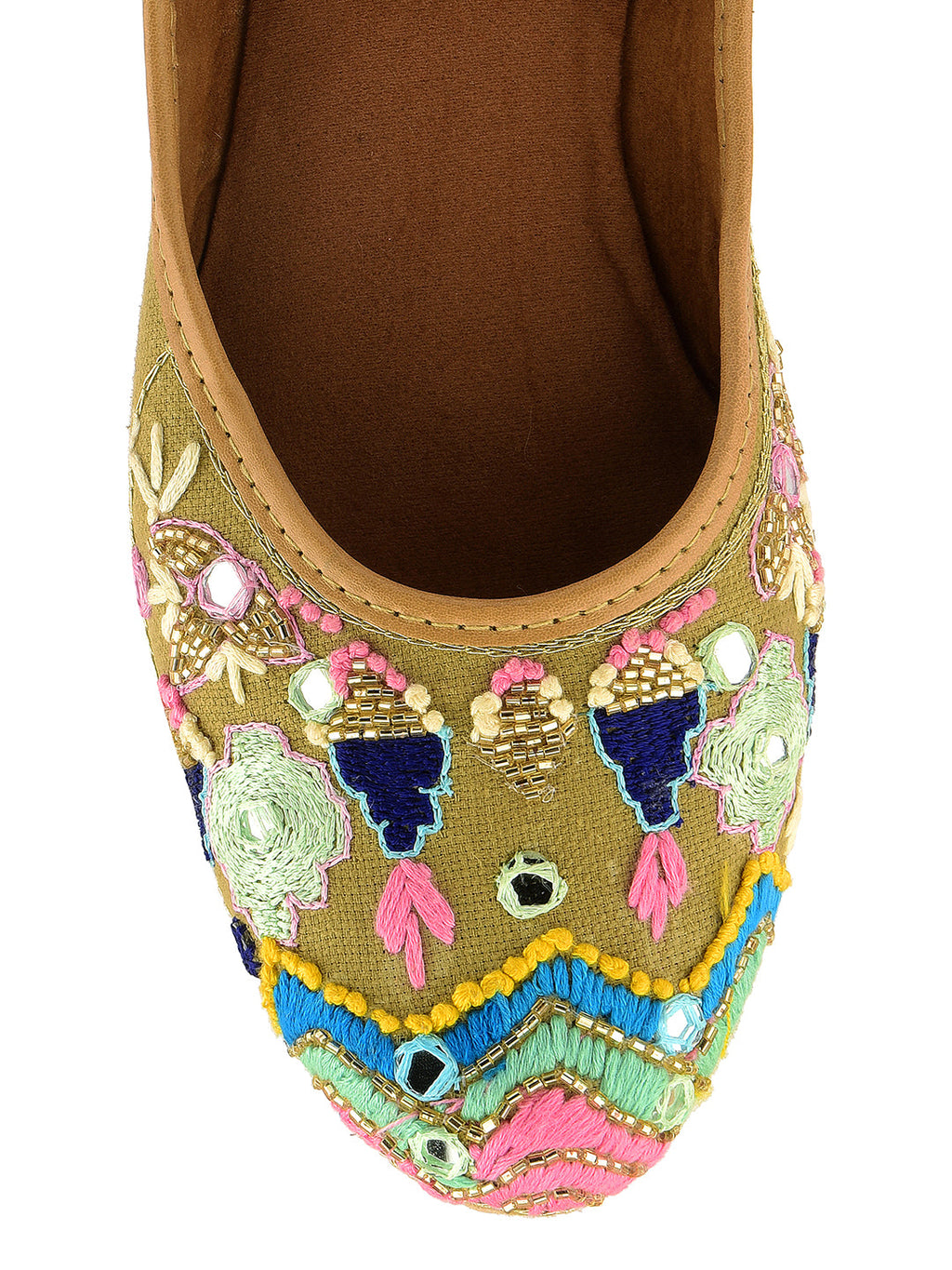 Desi Colour Women Indian Ethnic Footwear-Daily Wear Jute Floral Mirror