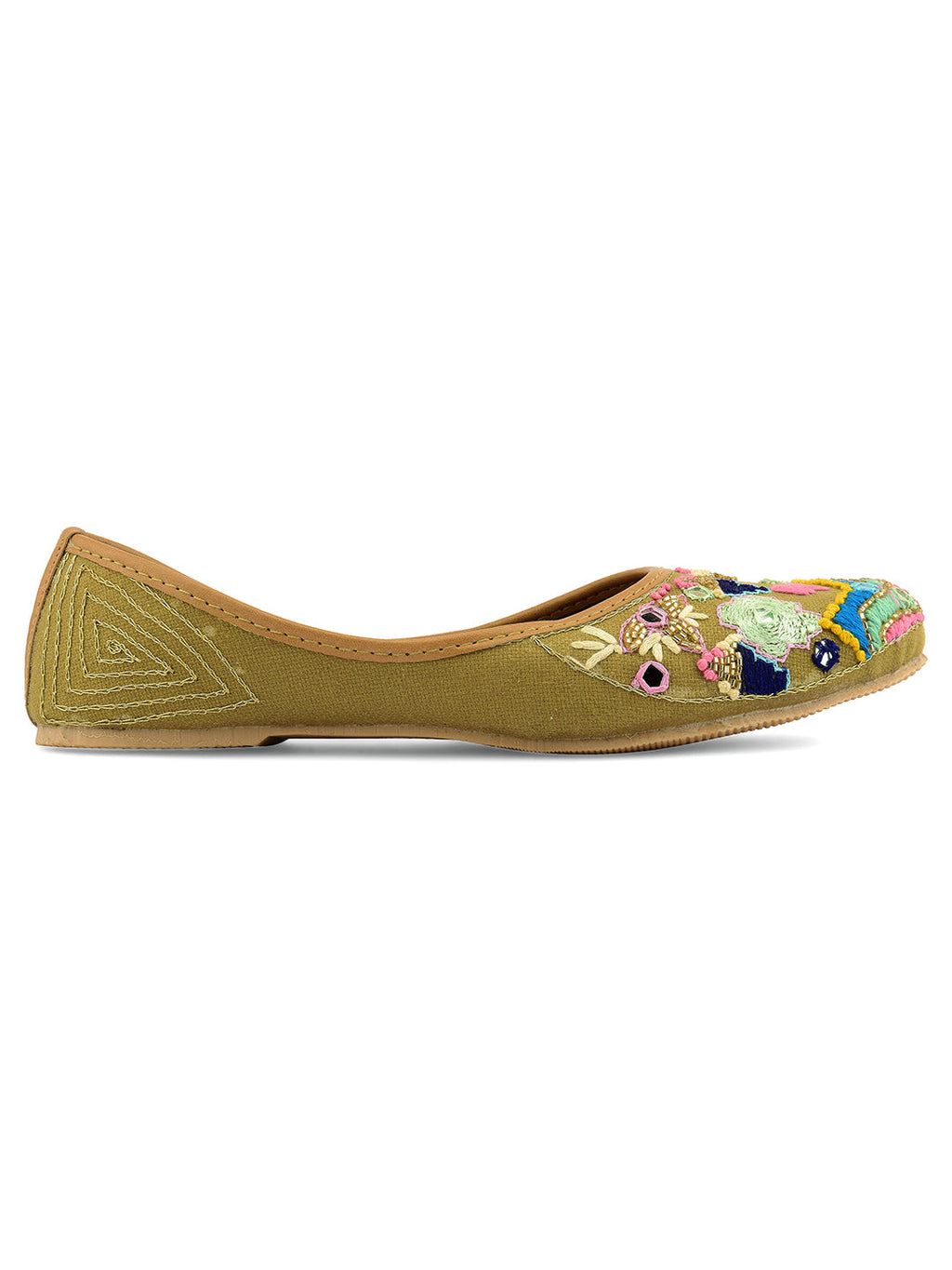 Desi Colour Women Indian Ethnic Footwear-Daily Wear Jute Floral Mirror