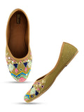 Desi Colour Women Indian Ethnic Footwear-Daily Wear Jute Floral Mirror