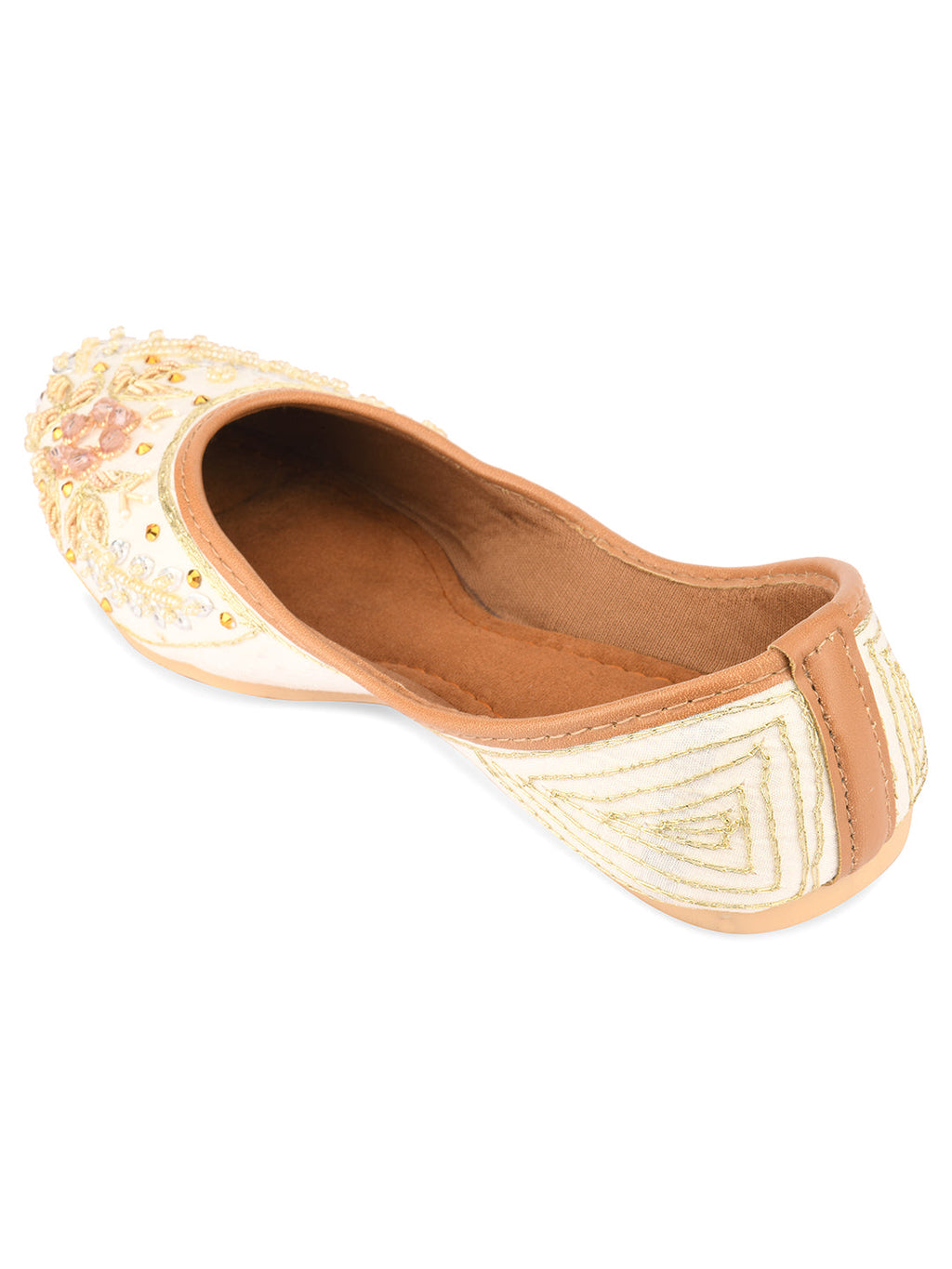 Desi Colour Women Indian Ethnic Footwear-White Dabka