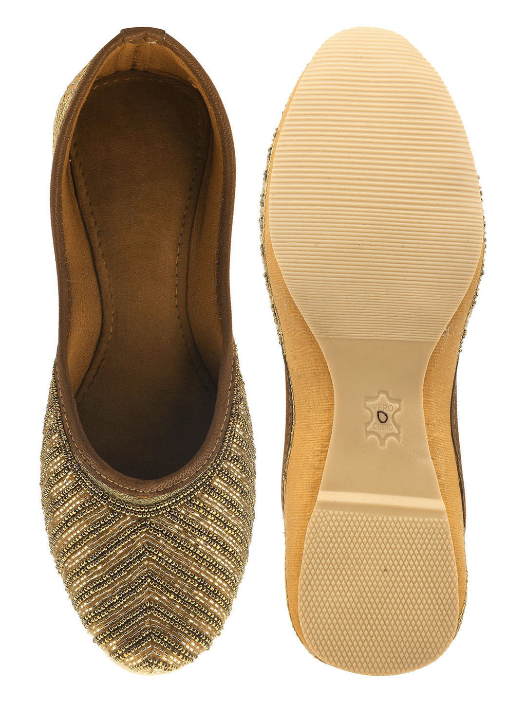 Desi Colour Women Indian Ethnic Footwear-TPR-Golden Lines