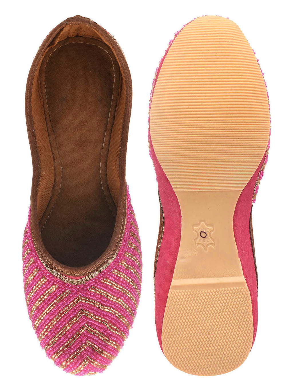 Desi Colour Women Indian Ethnic Footwear-TPR-Pink Lines