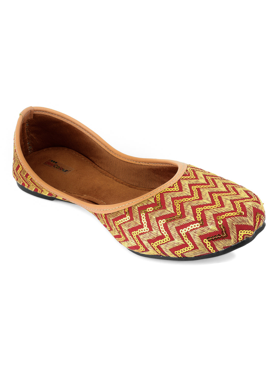 Desi Colour Women Indian Ethnic Footwear-Maroon Zigzag