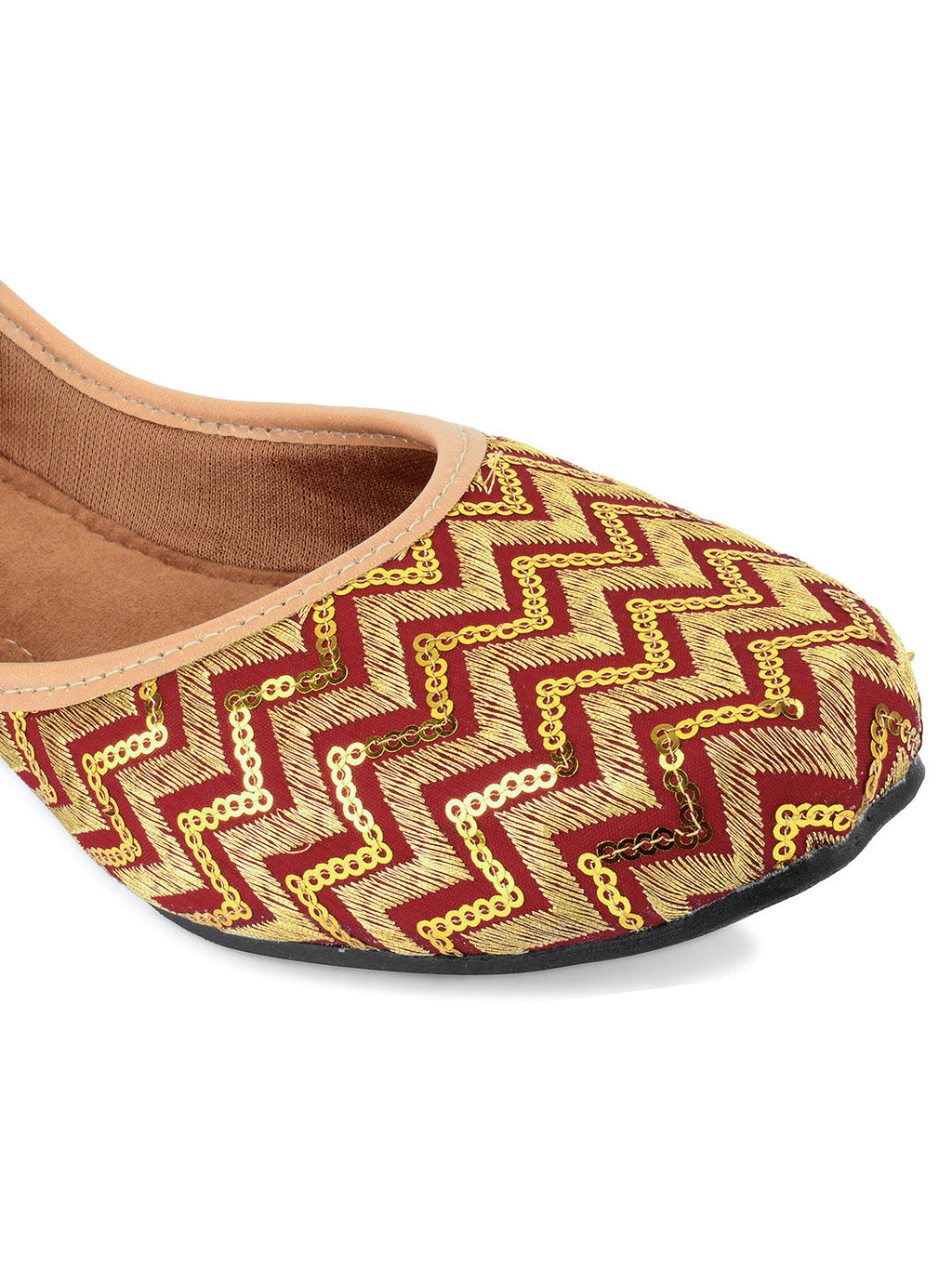 Desi Colour Women Indian Ethnic Footwear-Maroon Zigzag