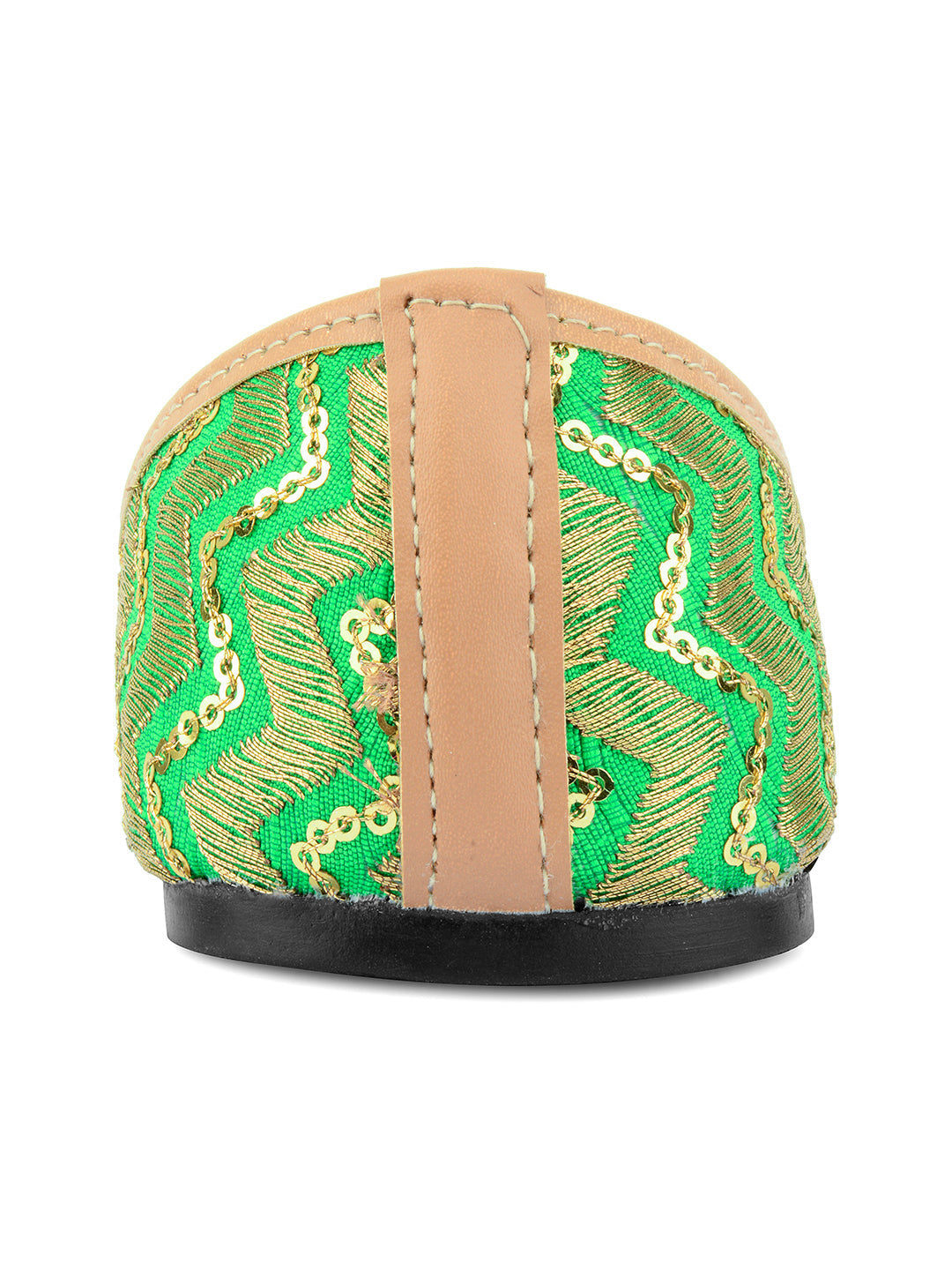 Desi Colour Women Indian Ethnic Footwear-Green Zigzag