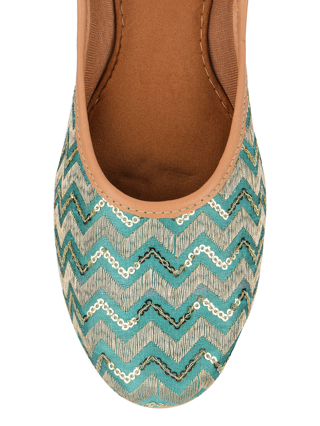 Desi Colour Women Indian Ethnic Footwear-Sea green Chevron