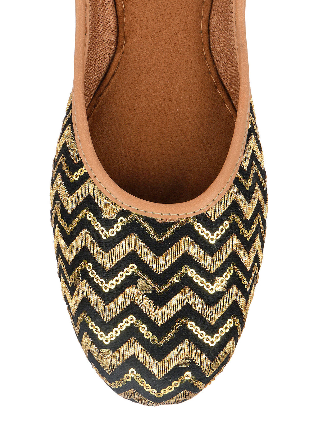 Desi Colour Women Indian Ethnic Footwear-Black Chevron