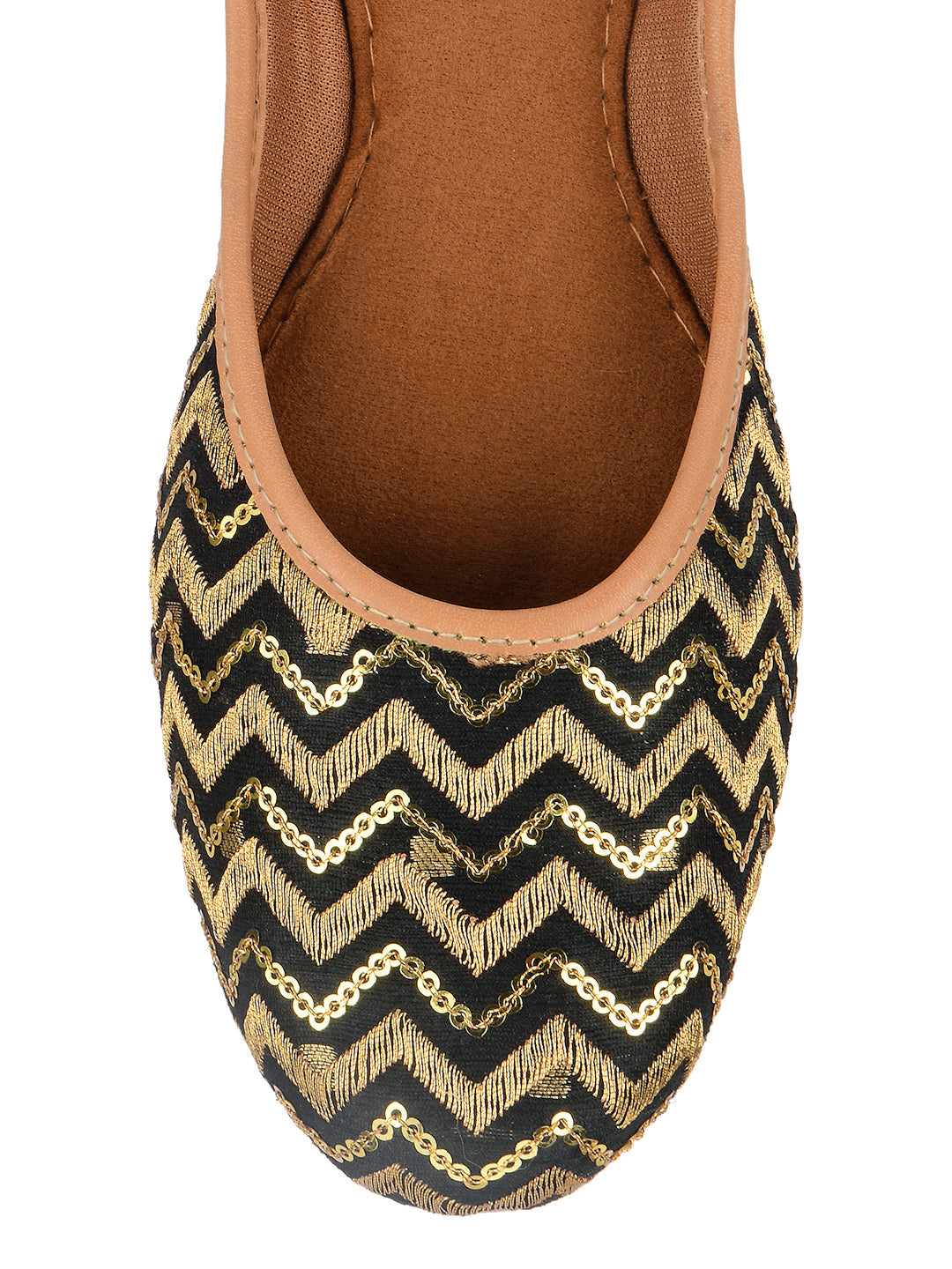 Desi Colour Women Indian Ethnic Footwear-Black Chevron