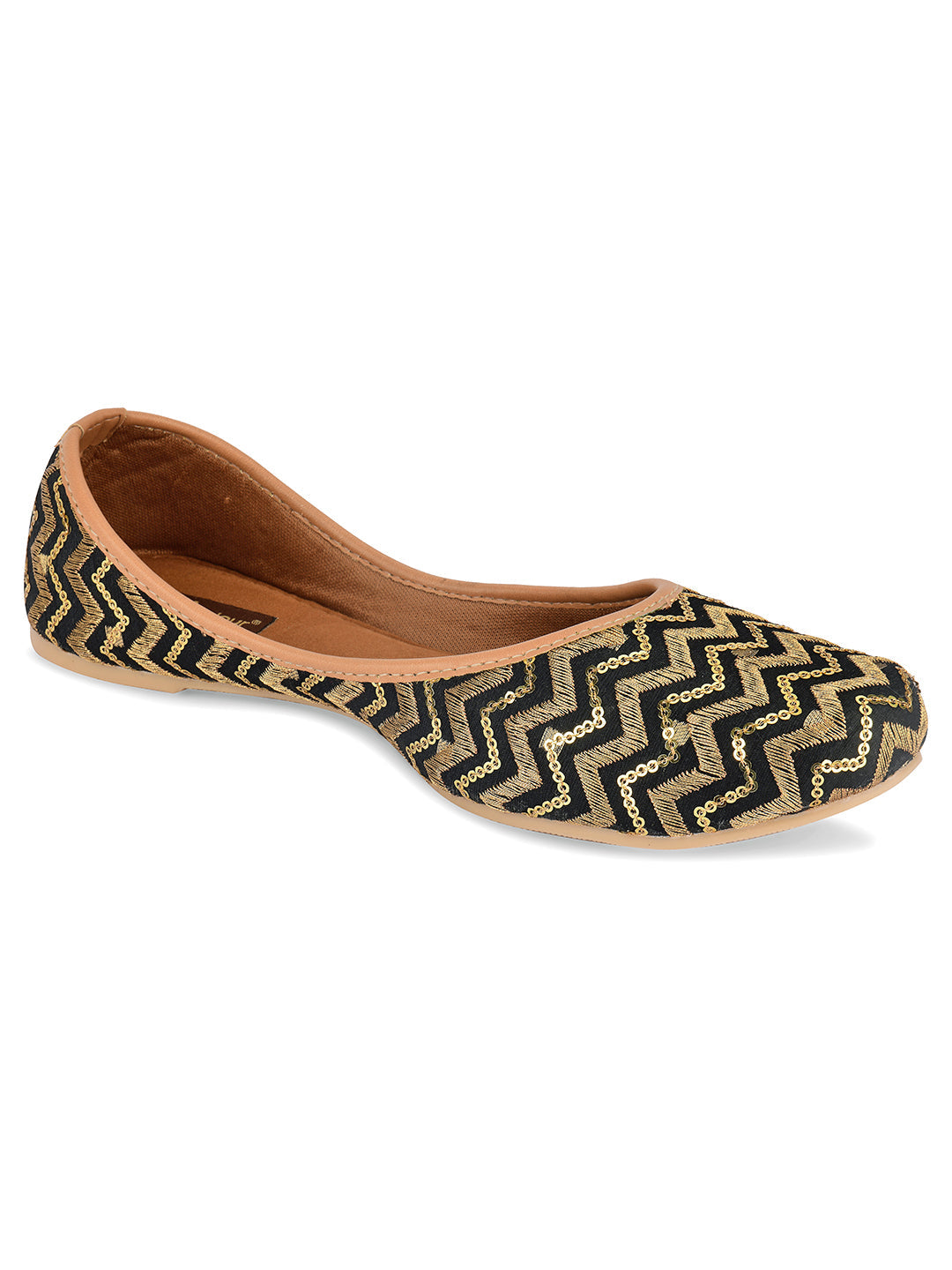 Desi Colour Women Indian Ethnic Footwear-Black Chevron