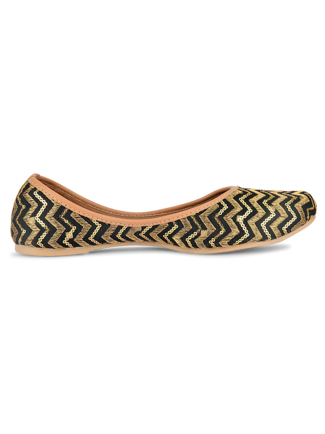 Desi Colour Women Indian Ethnic Footwear-Black Chevron