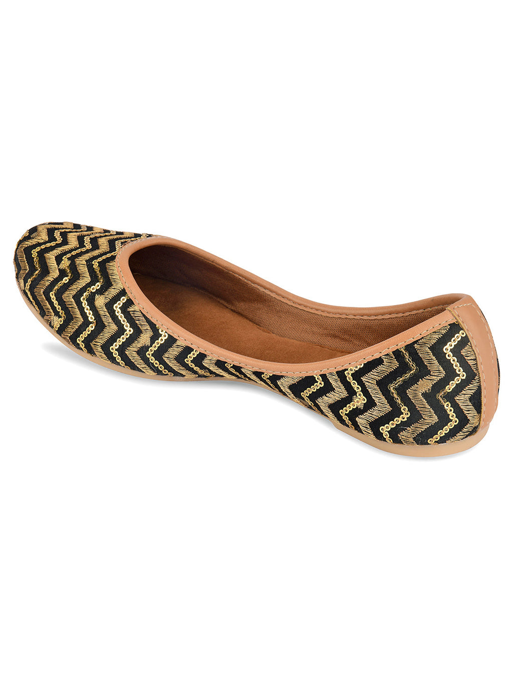 Desi Colour Women Indian Ethnic Footwear-Black Chevron