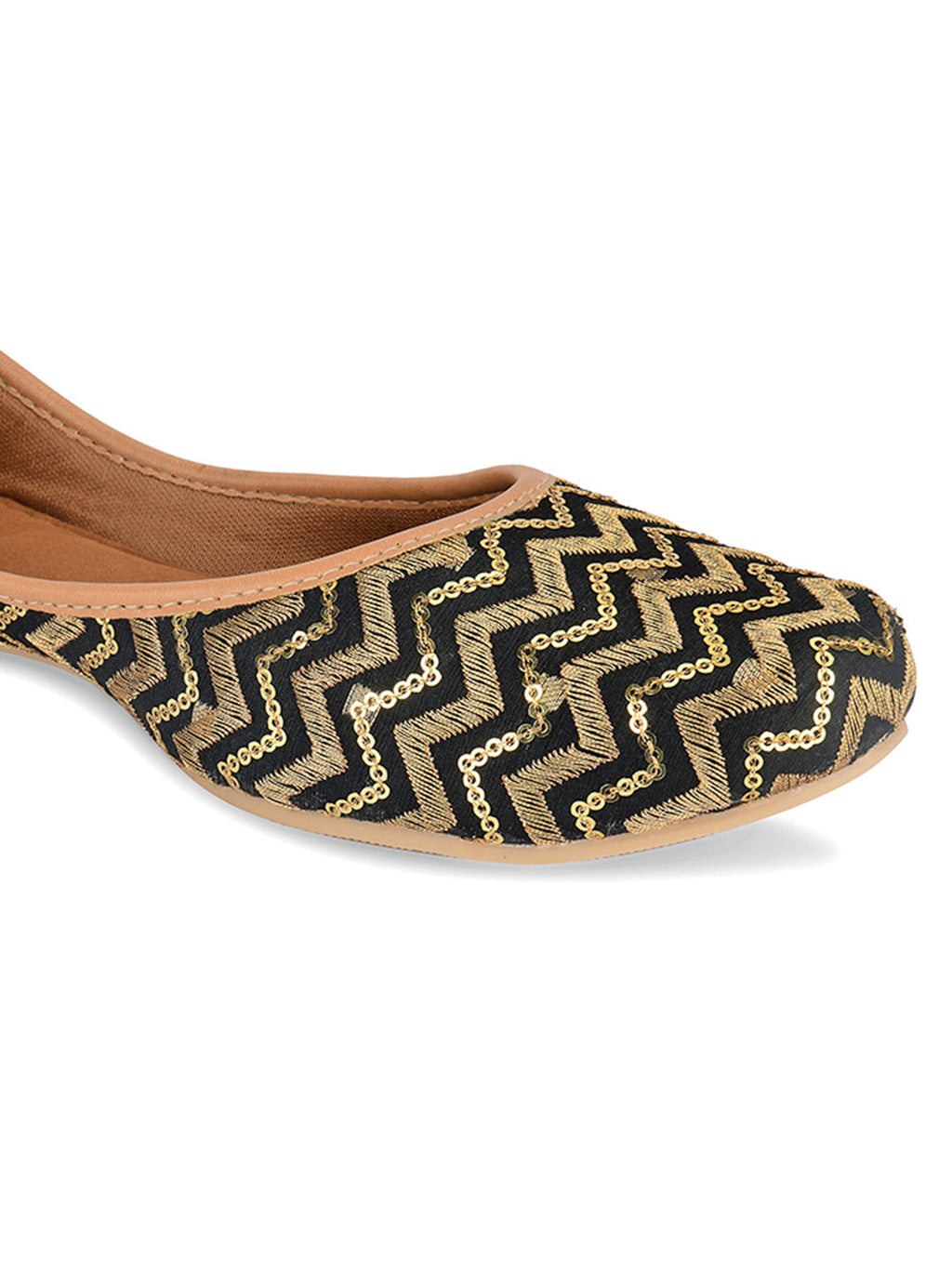 Desi Colour Women Indian Ethnic Footwear-Black Chevron