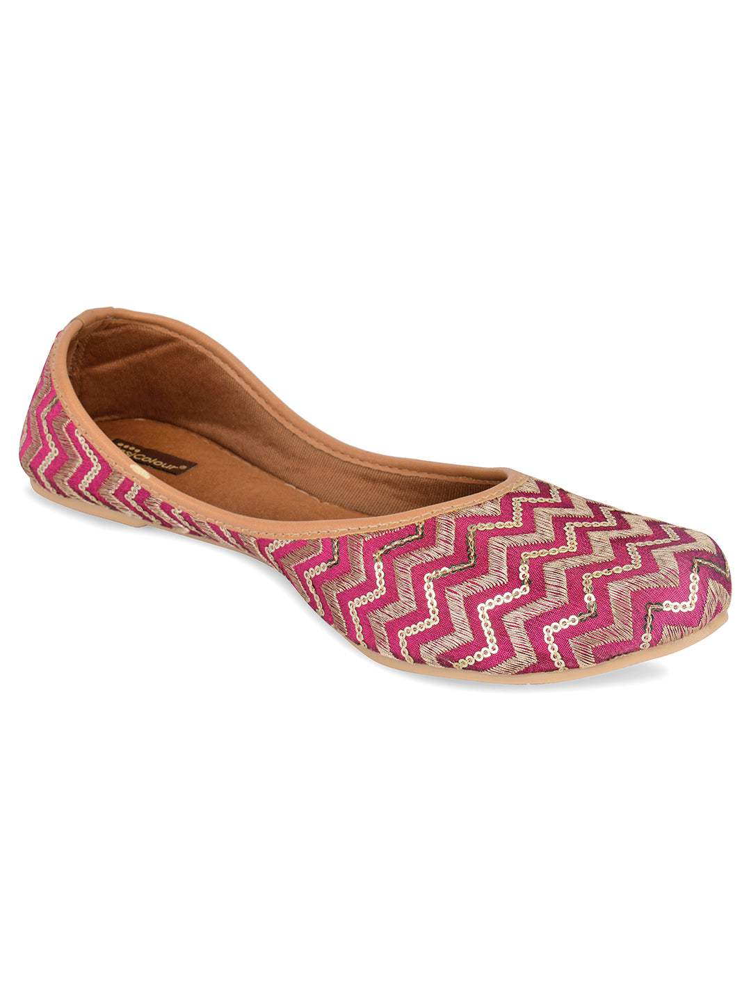 Desi Colour Women Indian Ethnic Footwear-Pink Chevron