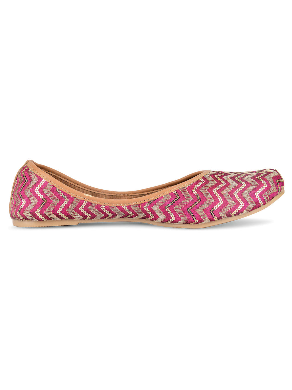 Desi Colour Women Indian Ethnic Footwear-Pink Chevron