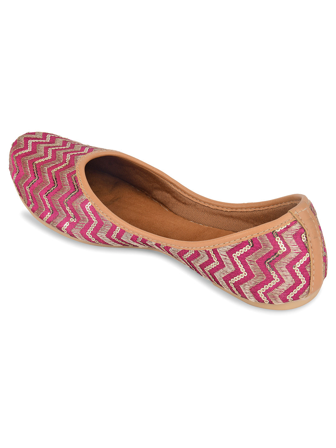 Desi Colour Women Indian Ethnic Footwear-Pink Chevron