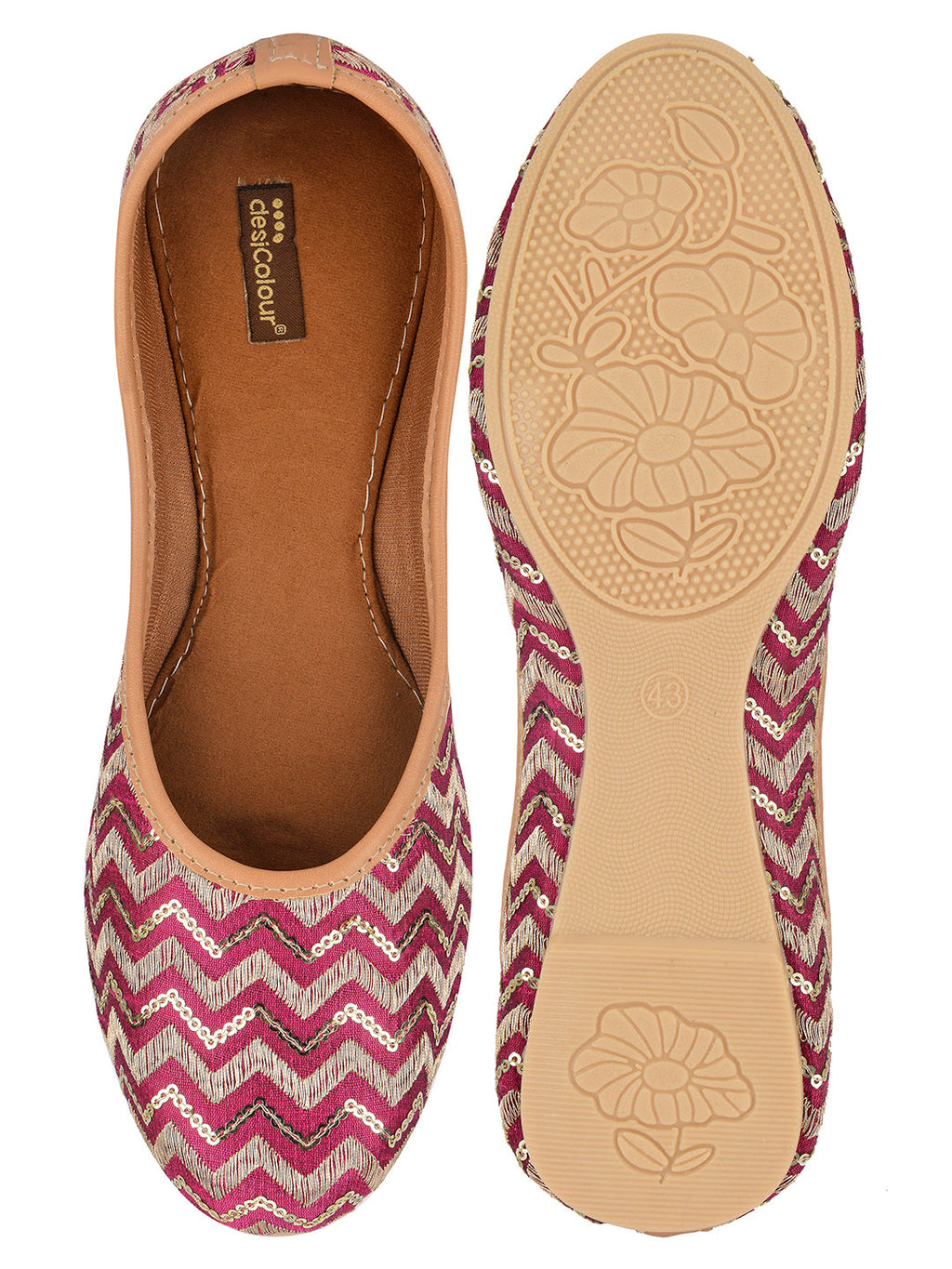 Desi Colour Women Indian Ethnic Footwear-Pink Chevron