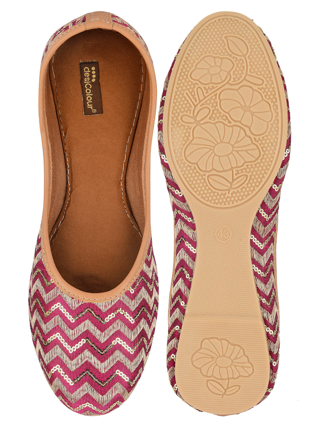 Desi Colour Women Indian Ethnic Footwear-Pink Chevron