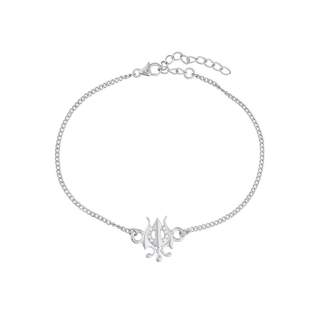 trueBrowns 925 Sterling Silver Precious Trishul Silver Bracelet Rakhi