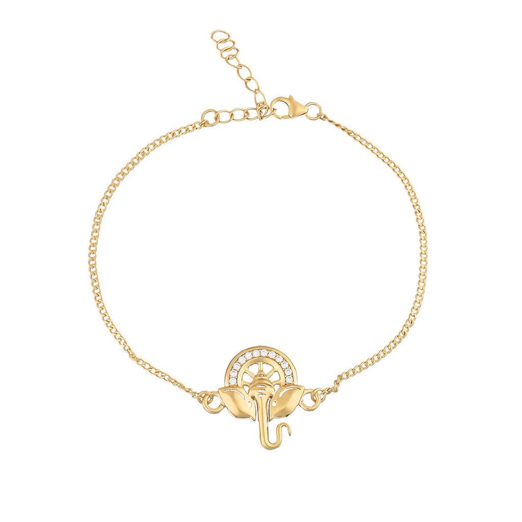 trueBrowns 925 Sterling Silver Gold-Polished Ganesha Bracelet Rakhi
