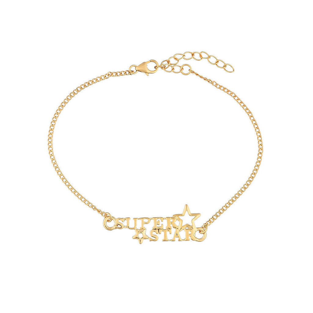 trueBrowns 925 Sterling Silver Gold-Polished Gold Micron Plated Superstar Bracelet Rakhi