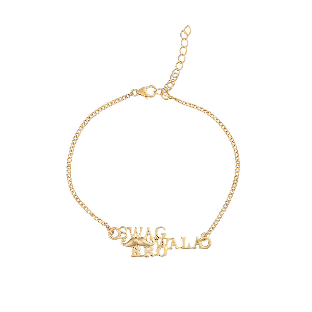 trueBrowns 925 Sterling Silver Gold-Polished Gold Micron Plated Swag Bracelet Rakhi