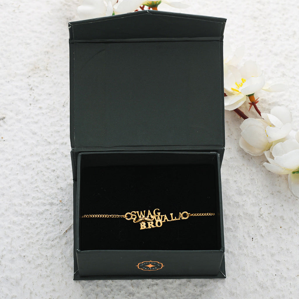 trueBrowns 925 Sterling Silver Gold-Polished Gold Micron Plated Swag Bracelet Rakhi