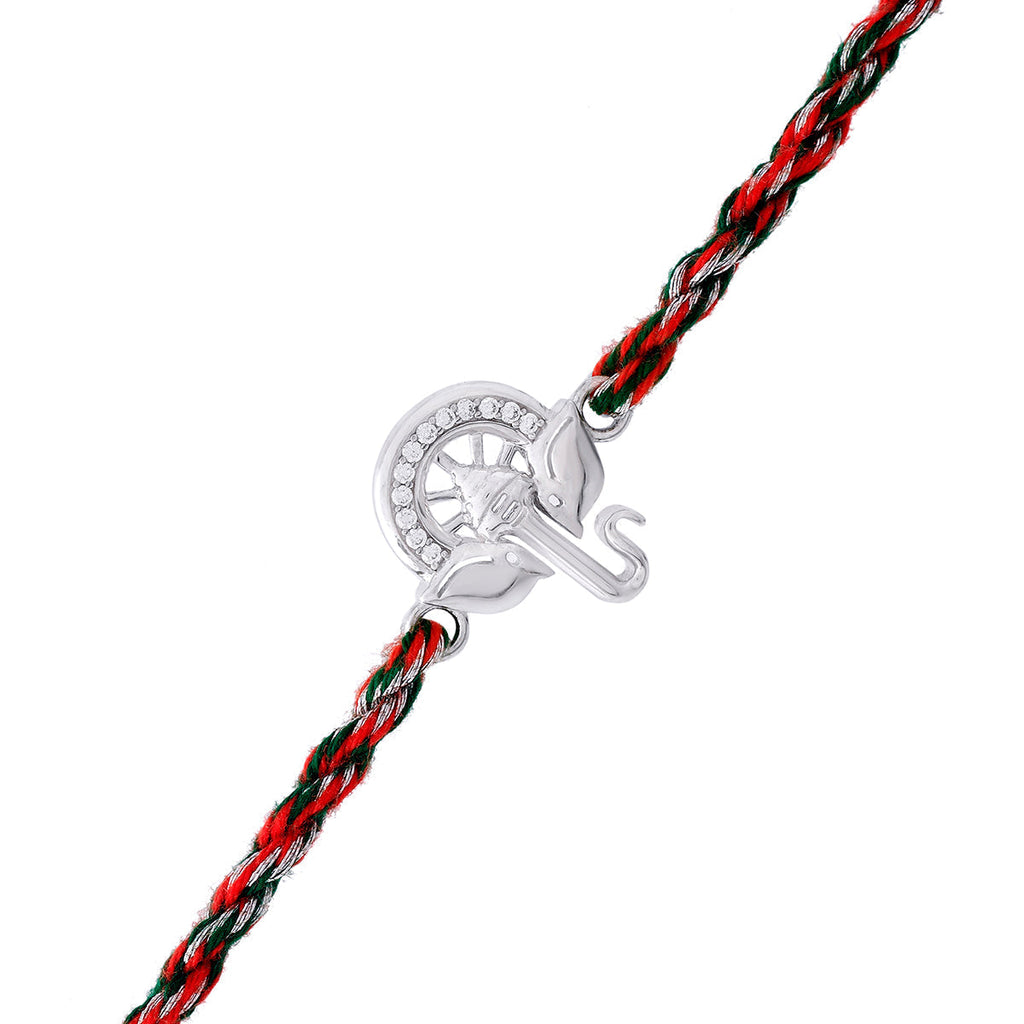 trueBrowns 925 Sterling Silver Auspicious Ganpati Thread Style Rakhi