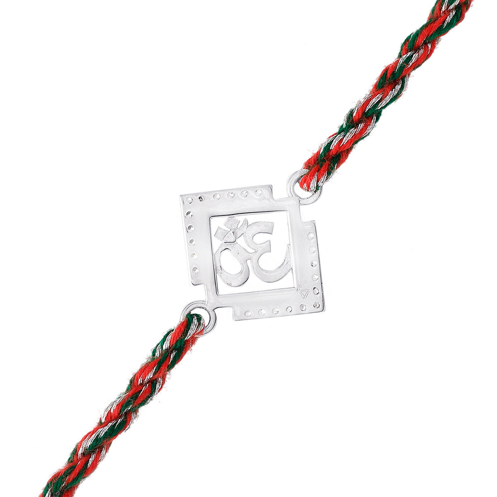 trueBrowns 925 Sterling Silver Precious Om Thread Rakhi