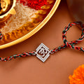 trueBrowns 925 Sterling Silver Precious Om Thread Rakhi