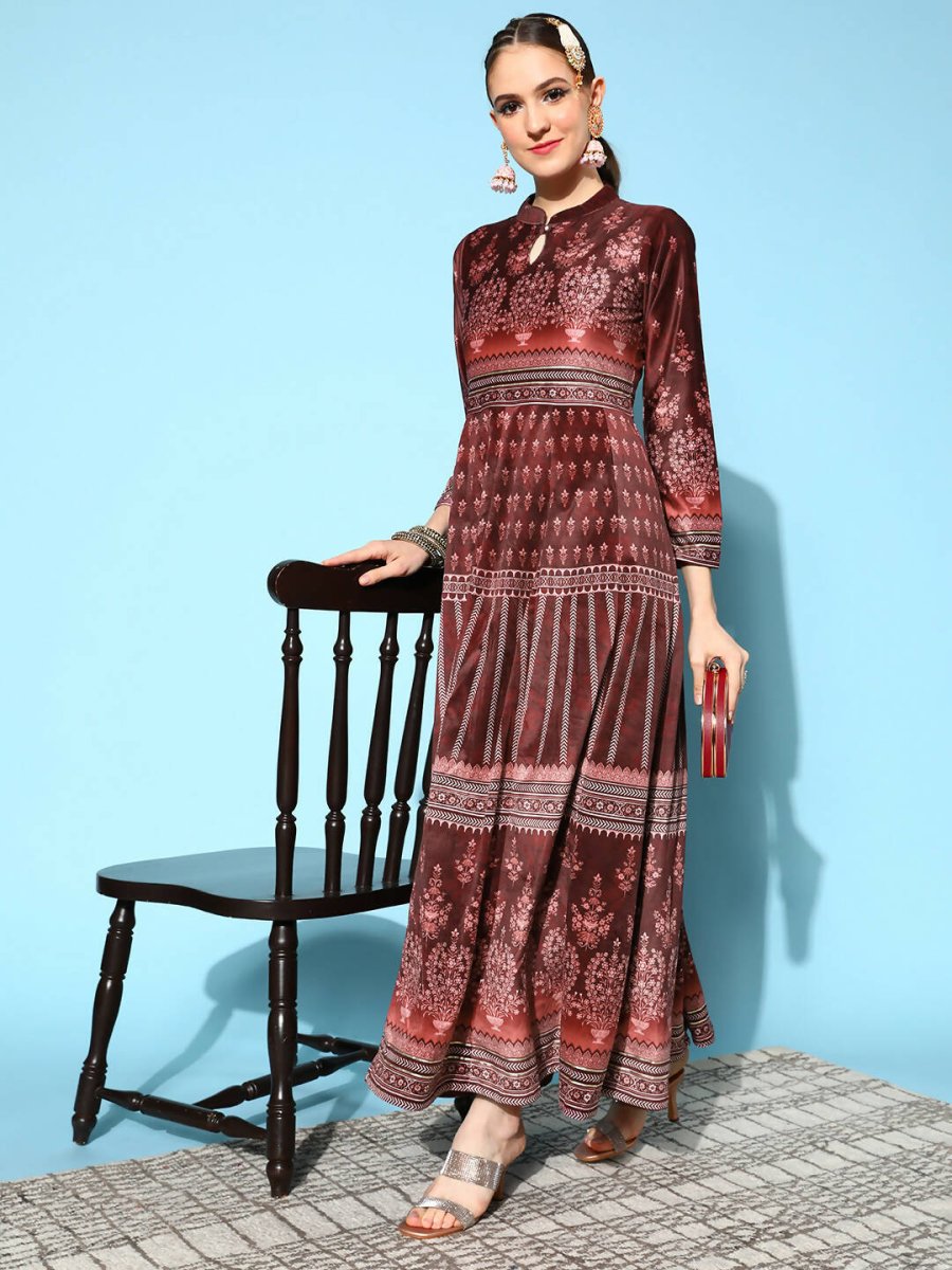 Ahalyaa Women's Beautiful Black Color Digital Print Velvet Kurta