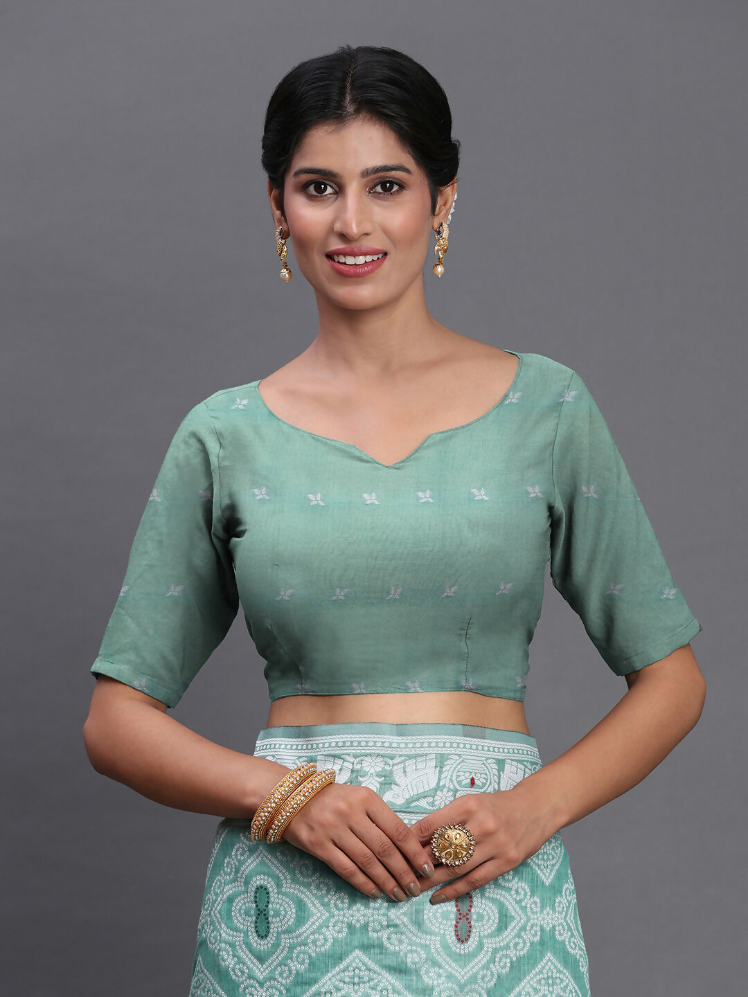 Shree Shyam Fashion Linen Cotton Sea Green Saree