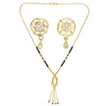 AanyaCentric Gold-Polished Short Mangalsutra Set with Earrings
